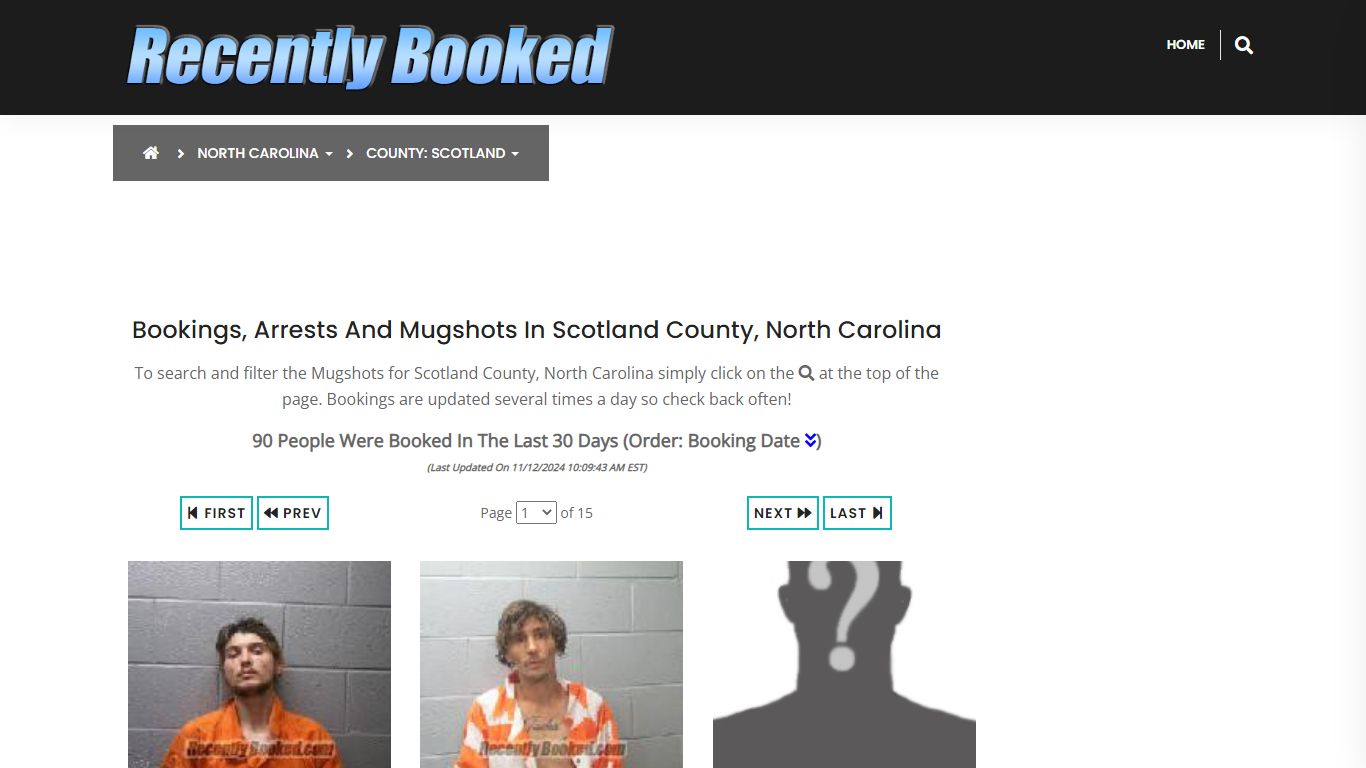 Bookings, Arrests and Mugshots in Scotland County, North Carolina